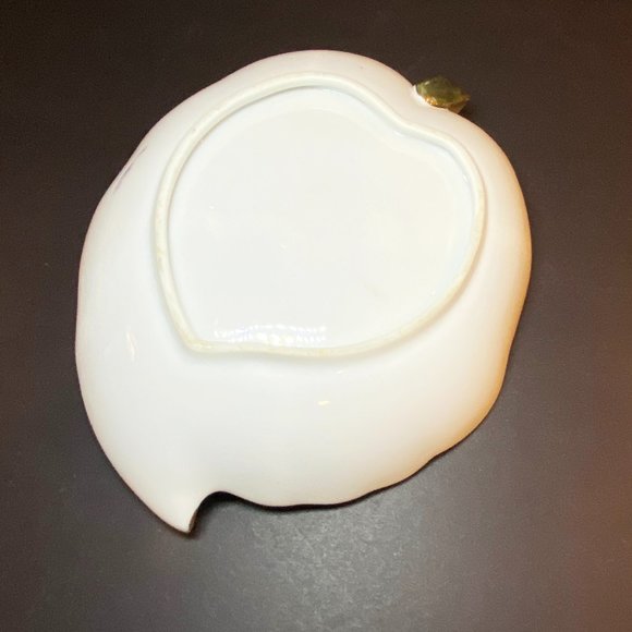 Vintage Porcelain Dish Fruit Transfer Gold Tone Handle - Picture 4 of 6